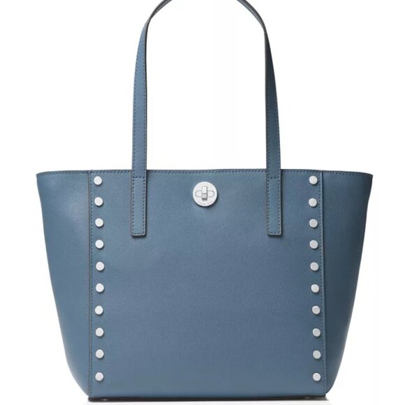 MICHAEL Michael Kors Rivington Stud Medium Leather Tote Cornflower Blue - Picture 1 of 10